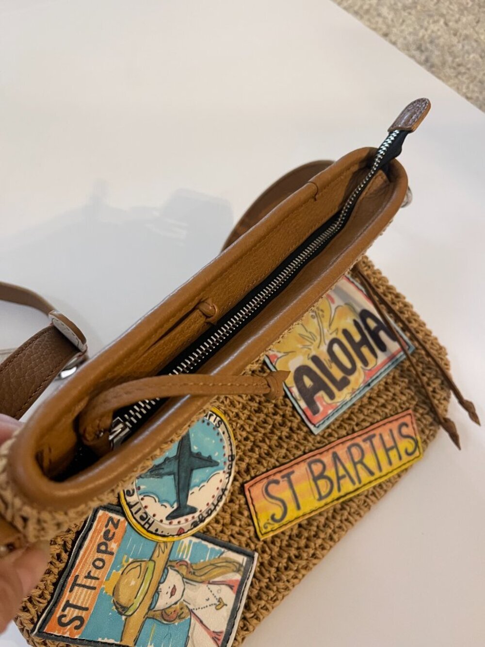 Brighton Tom Clancy Crochet Jute Jet Travel Crossbody Bag Boho Summer - Picture 8 of 9